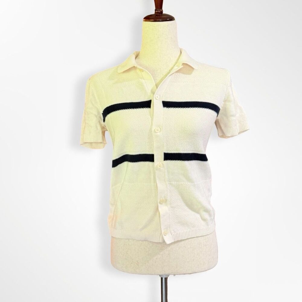 abercrombie, Button-Through Polo Short Sleeve Button Cardigan, 11/12 Stripes